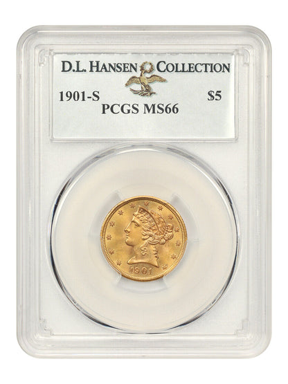 1901-S $5 PCGS MS66 ex: D.L. Hansen