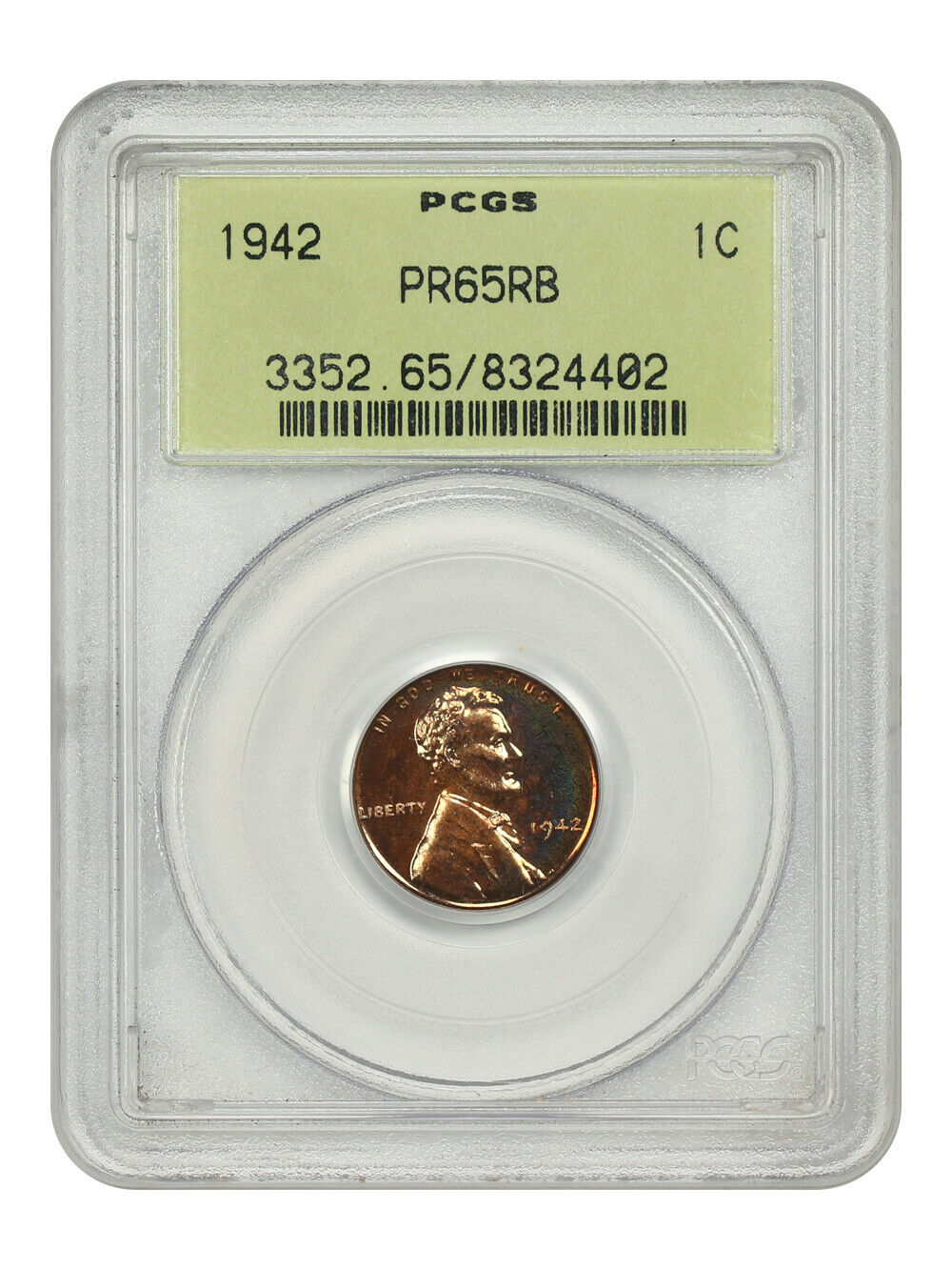 1942 1C PCGS PR65RB (OGH) - Lincoln Cent (Wheat Reverse)