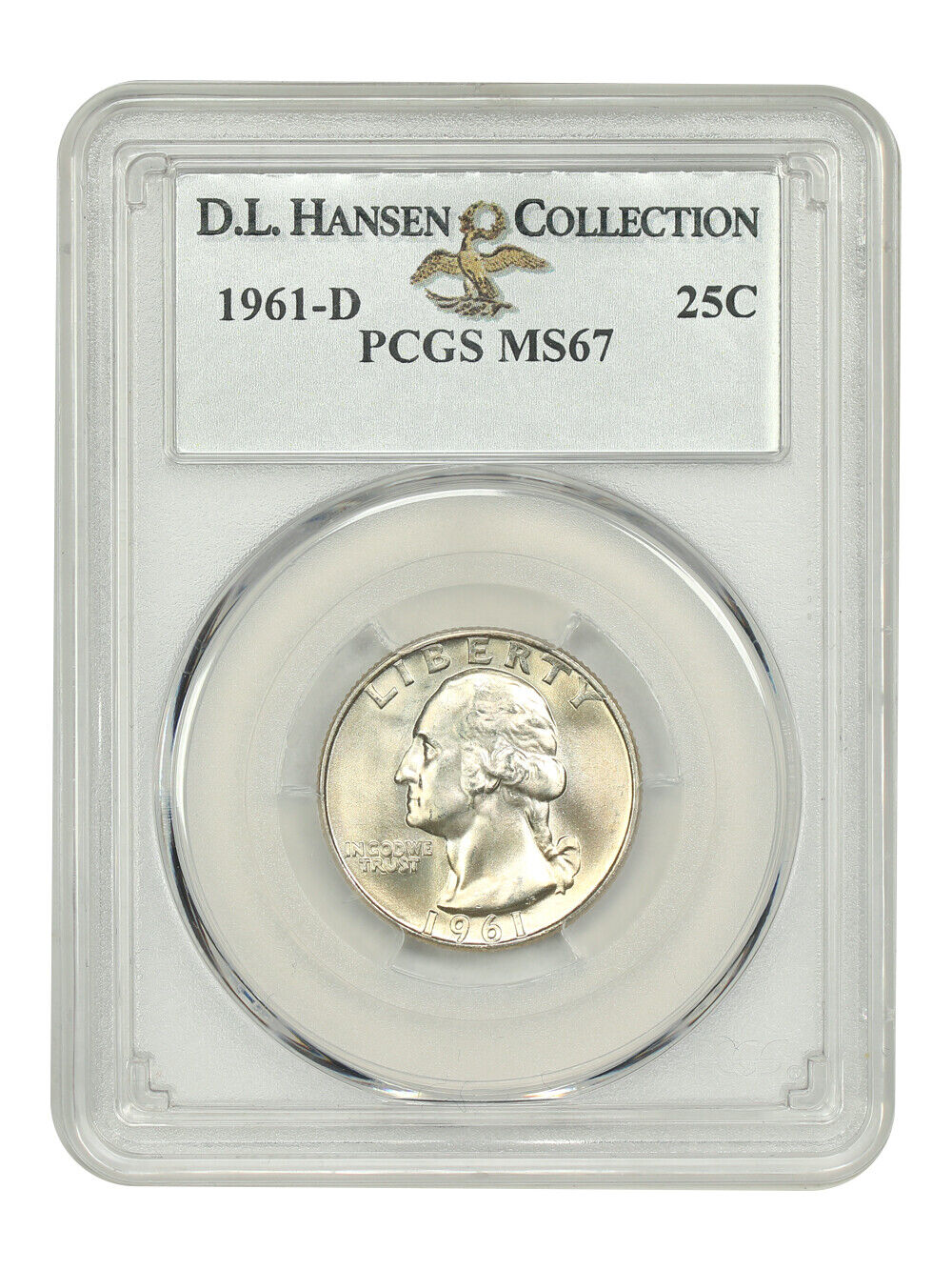 1961-D 25C PCGS MS67 ex: D.L. Hansen - Washington Quarter