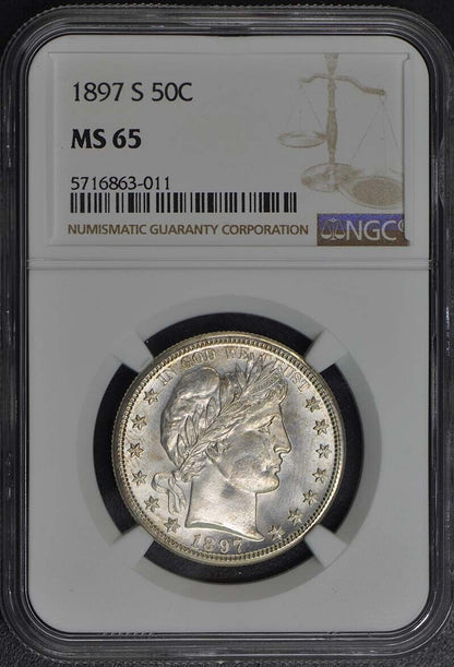 1897-S Barber Half Dollar 50C NGC MS65