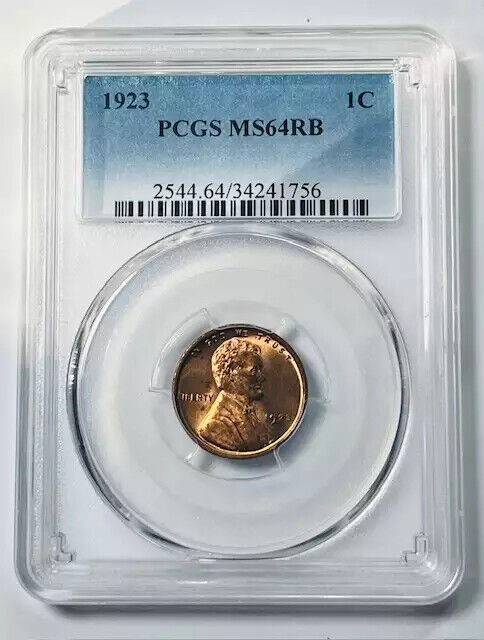 1923 P Small Cents Lincoln Penny PCGS MS-64 RB red brown