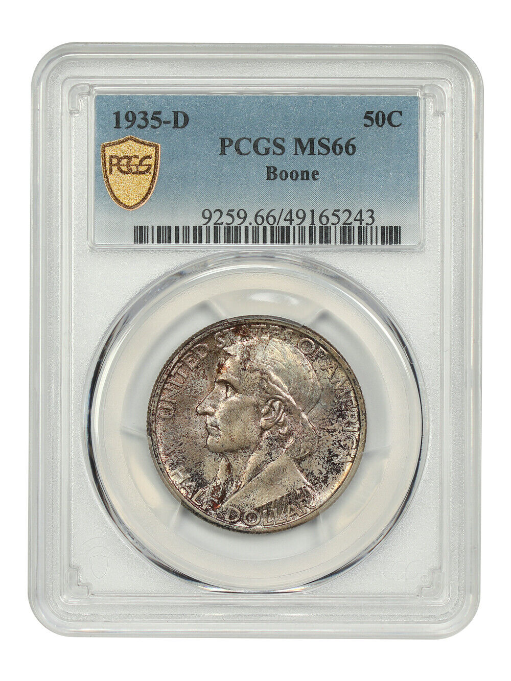 1935-D 50C Boone PCGS MS66 - Classic Silver Commemorative - Low Mintage Issue