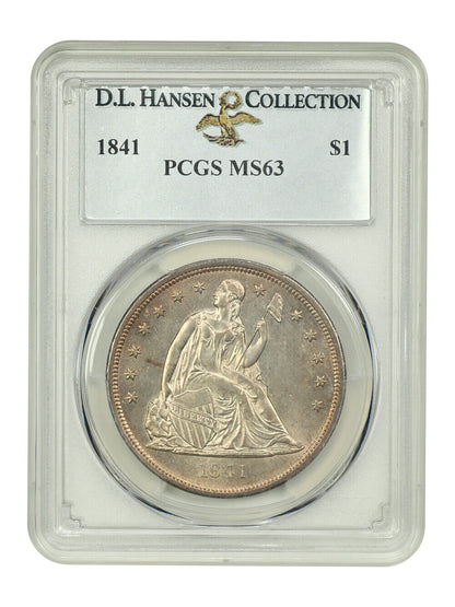 1841 $1 PCGS MS63 ex: D.L. Hansen