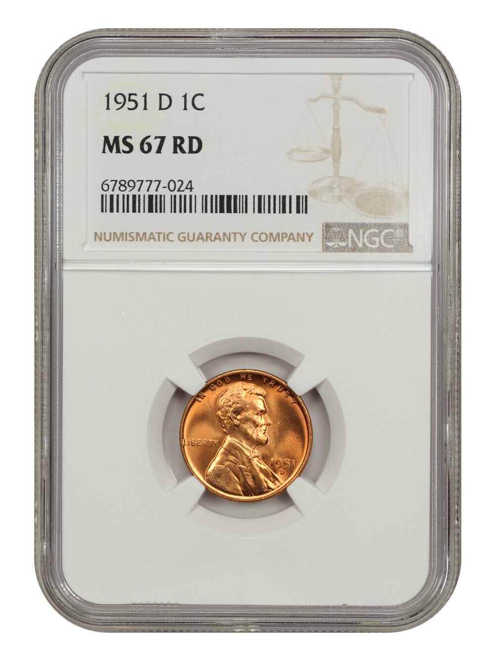 1951-D 1C NGC MS67RD