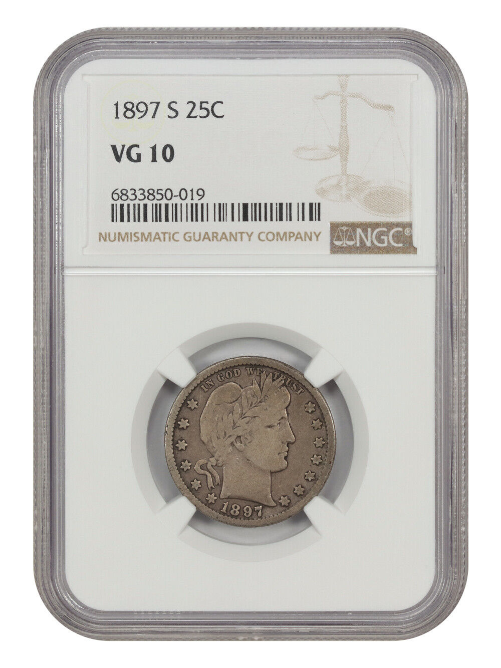 1897-S 25C NGC VG10 - Barber Quarter