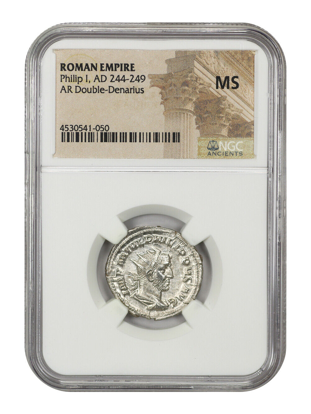 Ancient Roman: Philip I (AD 244-249) AR Double-Denarius NGC MS