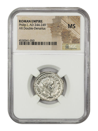 Ancient Roman: Philip I (AD 244-249) AR Double-Denarius NGC MS