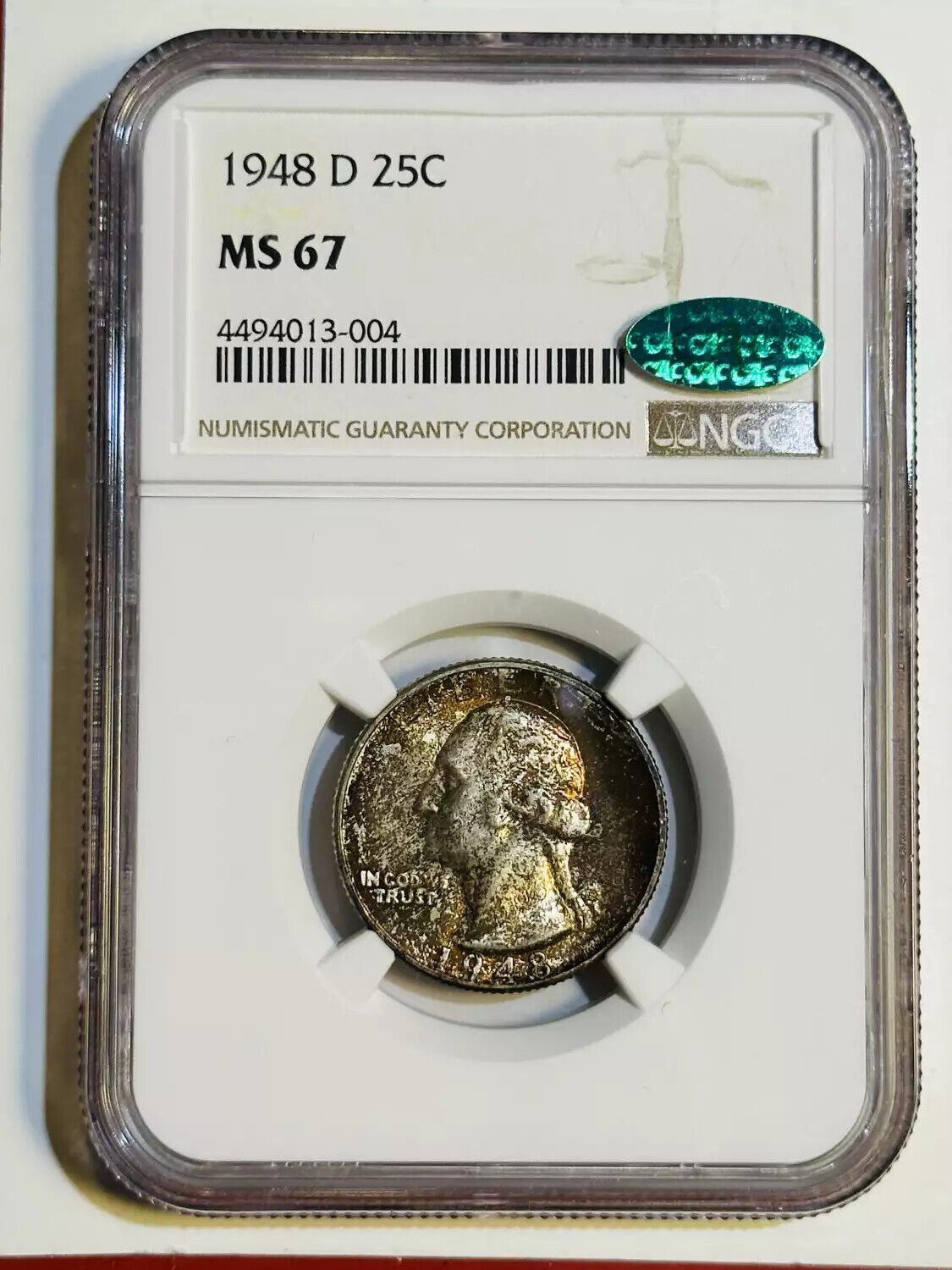 1948 D Washington Quarter NGC MS-67 CAC