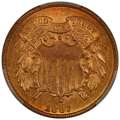 1867 2C PCGS MS66RD ex: D.L. Hansen