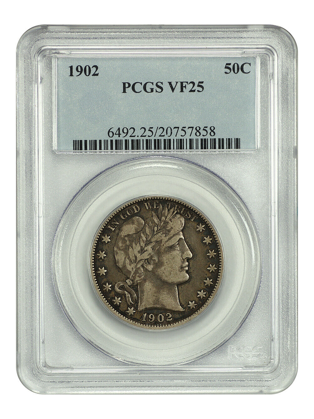 1902 50C PCGS VF25 - Barber Half Dollar