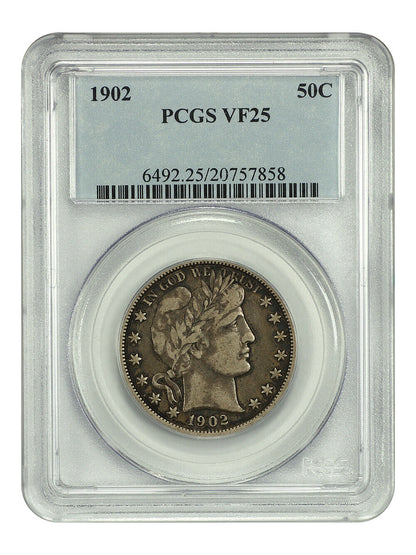 1902 50C PCGS VF25 - Barber Half Dollar