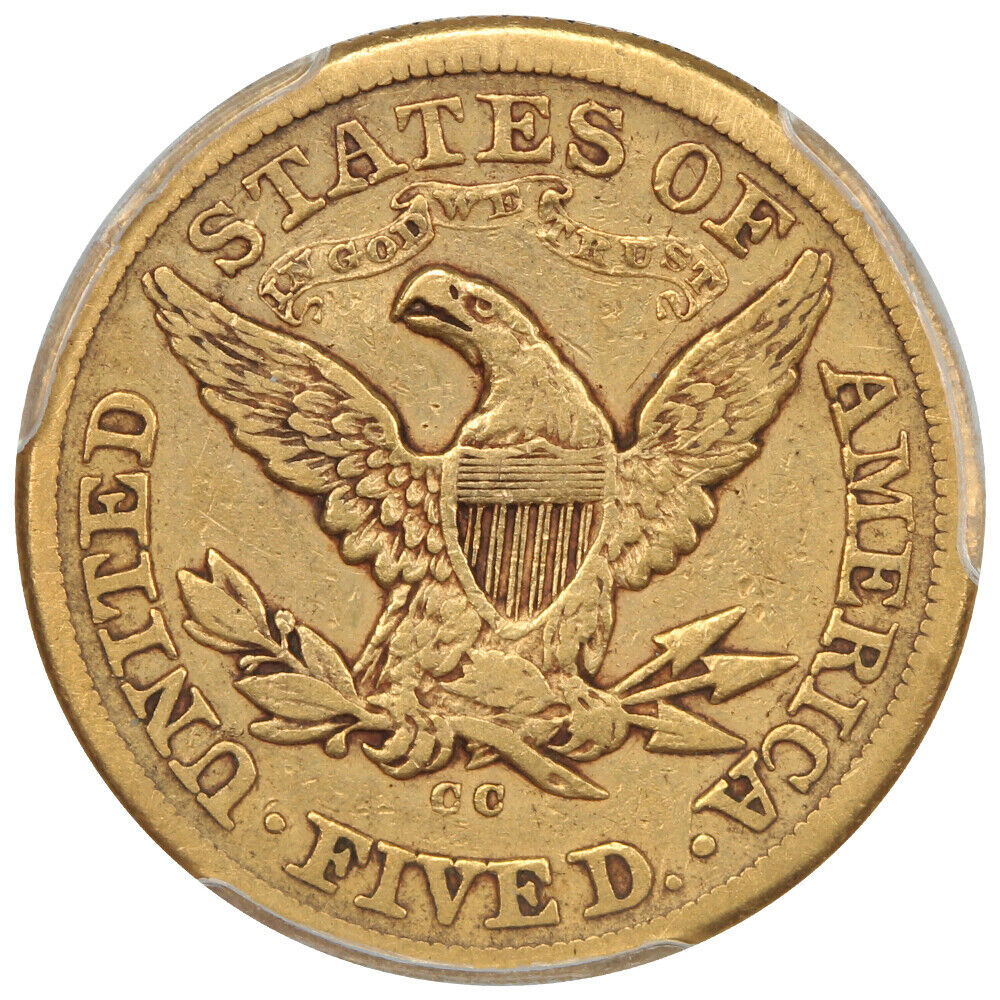 1876-CC $5 PCGS/CAC Fine 15 - Liberty Head $5