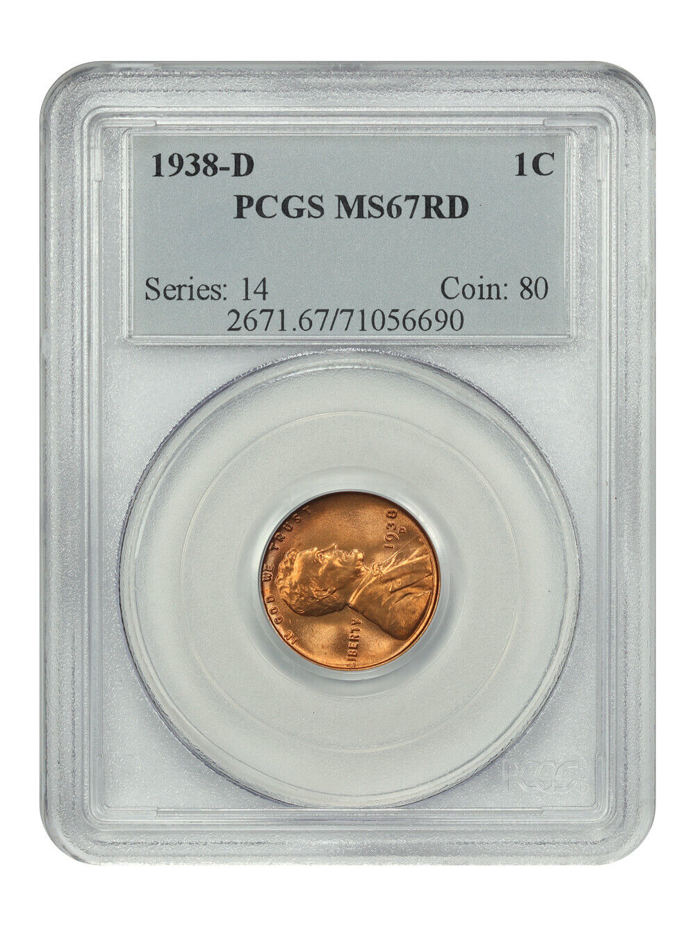 1938-D 1C PCGS MS67RD