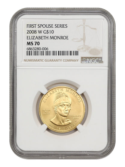 2008-W $10 Elizabeth Monroe NGC MS70