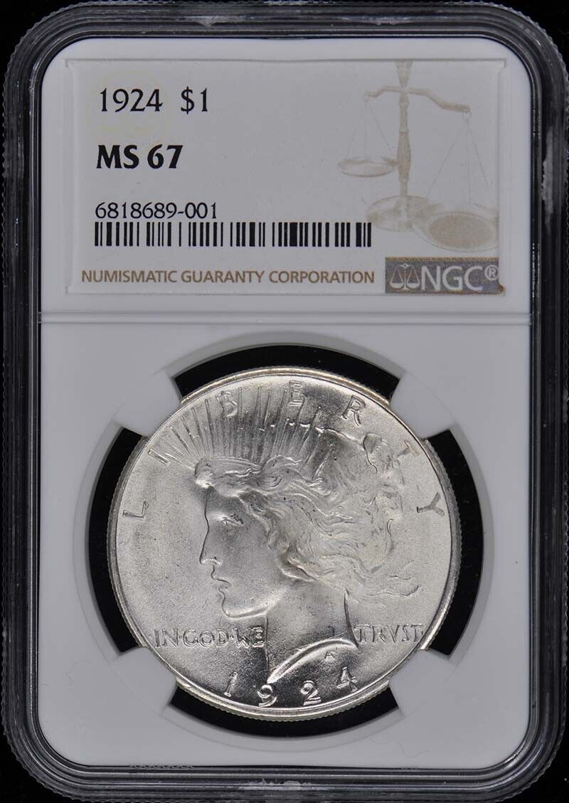 1924 Peace Dollar S$1 NGC MS67