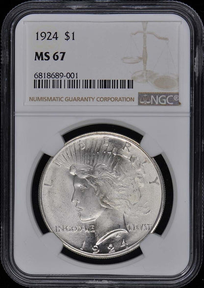 1924 Peace Dollar S$1 NGC MS67