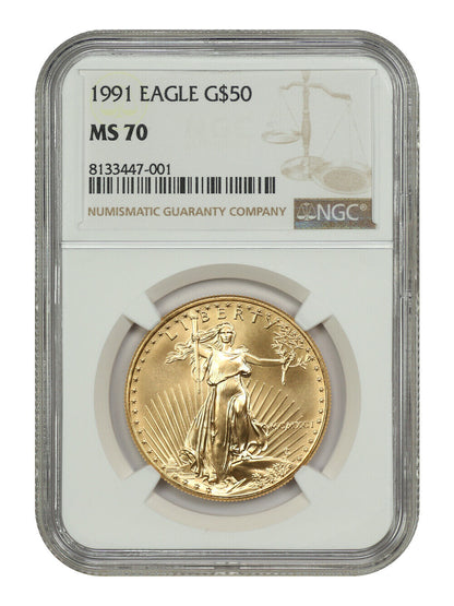 1991 $50 Gold Eagle NGC MS70 - $50 Gold Eagles