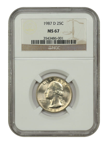 1987-D 25C NGC MS67 - Washington Quarter