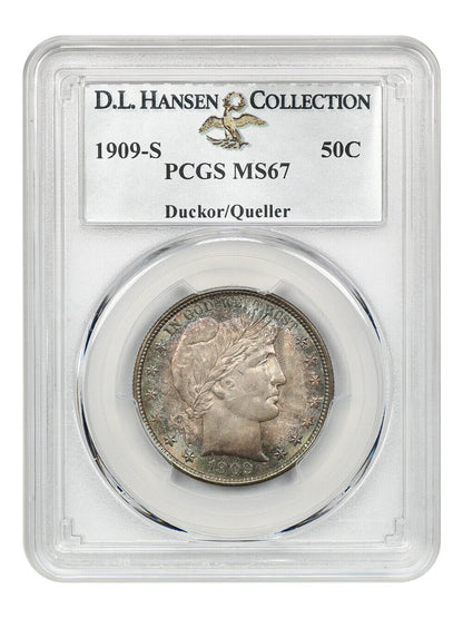 1909-S 50c PCGS MS67 ex: Duckor/Queller, ex: D.L. Hansen