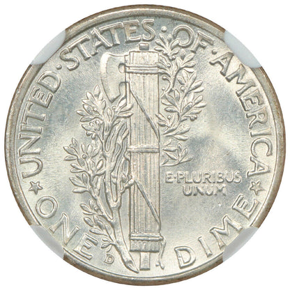 1943-D 10C NGC MS67FB - Mercury Dime