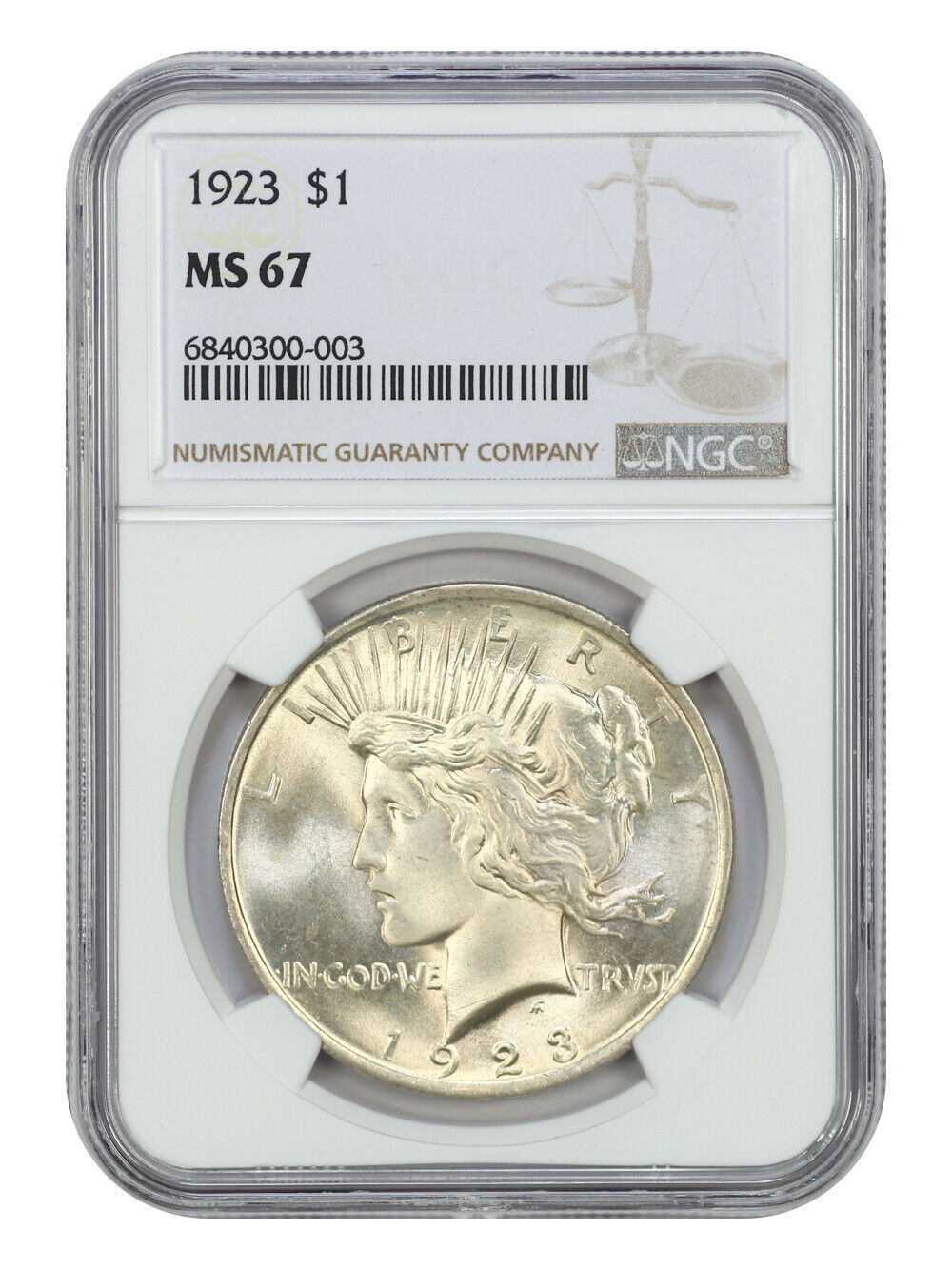 1923 $1 NGC MS67 - Peace Dollar