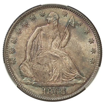 1866 50C CACG MS66 (Motto) ex: D.L. Hansen - Liberty Seated Half Dollar