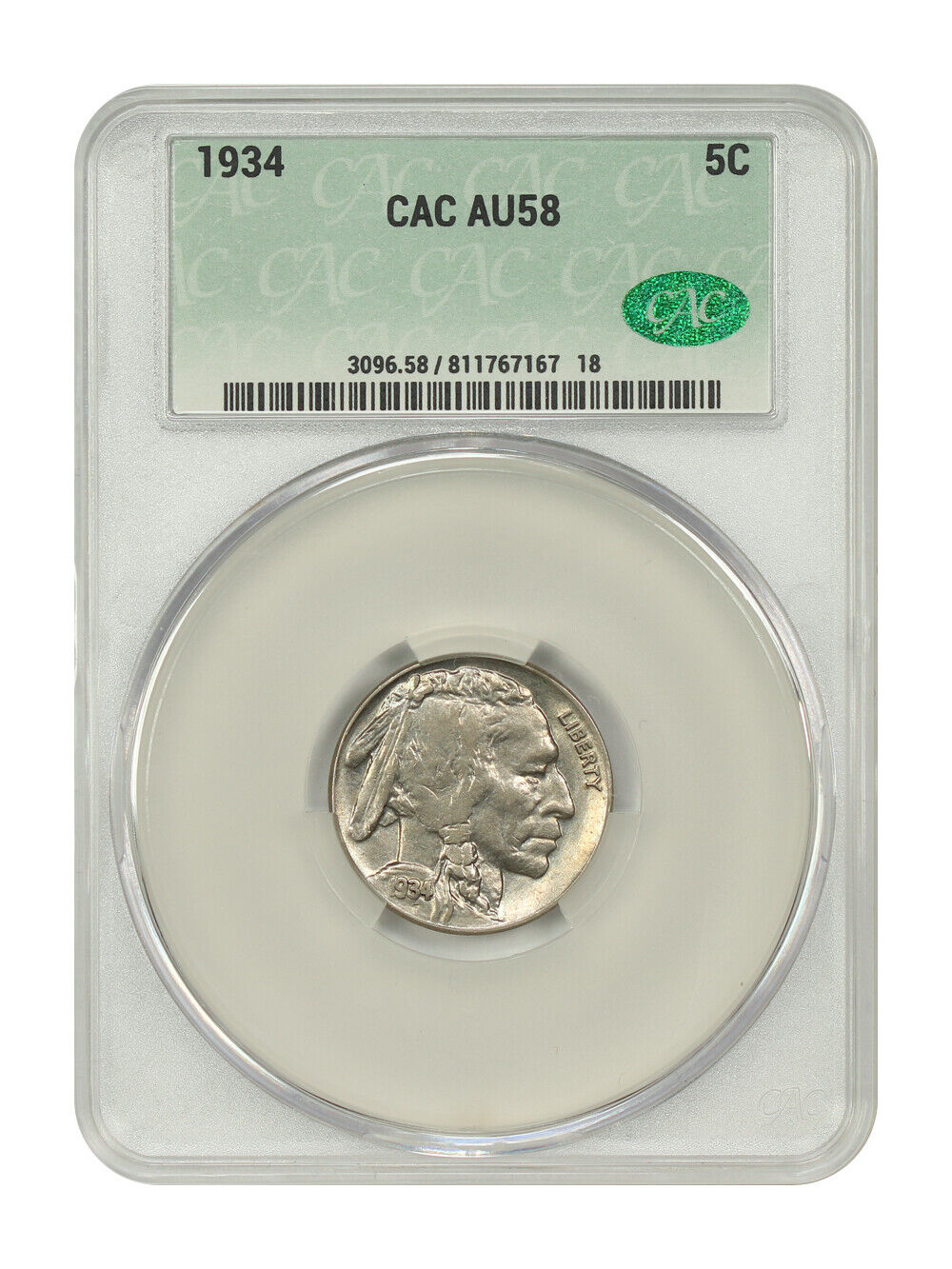 1934 5C CACG AU58 - Buffalo Nickel