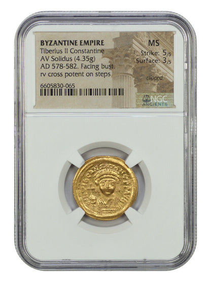 Byzantine Empire: AD 578-582 Tiberius II, Constantine AV Solidus NGC MS - Other