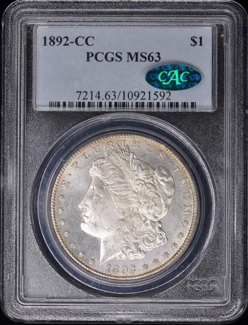 1892-CC $1 Morgan Dollar PCGS MS63 (CAC)