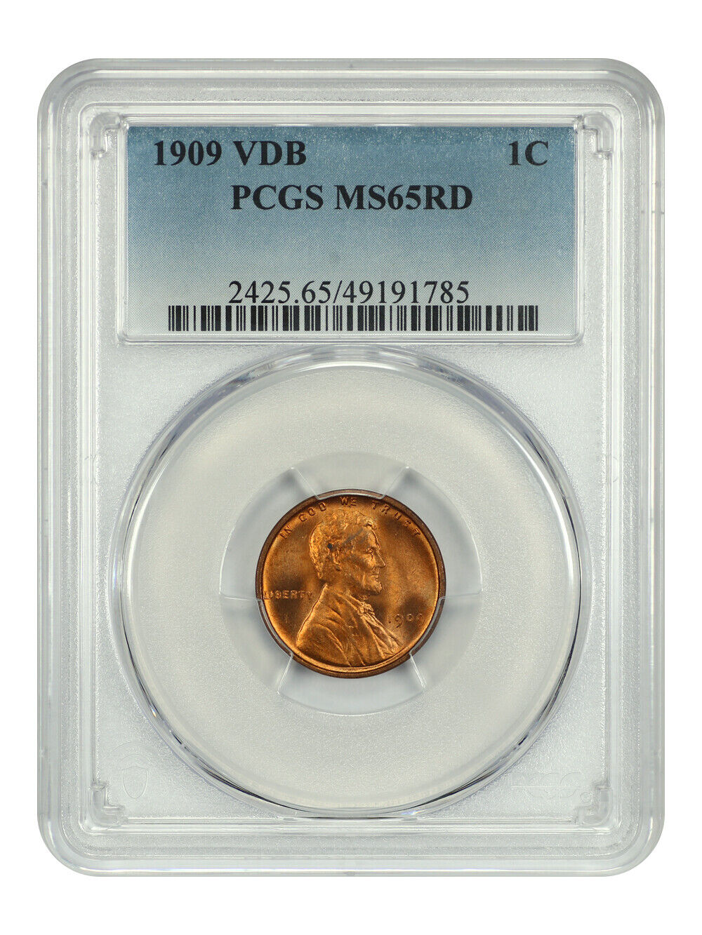 1909 VDB 1C PCGS MS65RD - Lincoln Cent (Wheat Reverse)