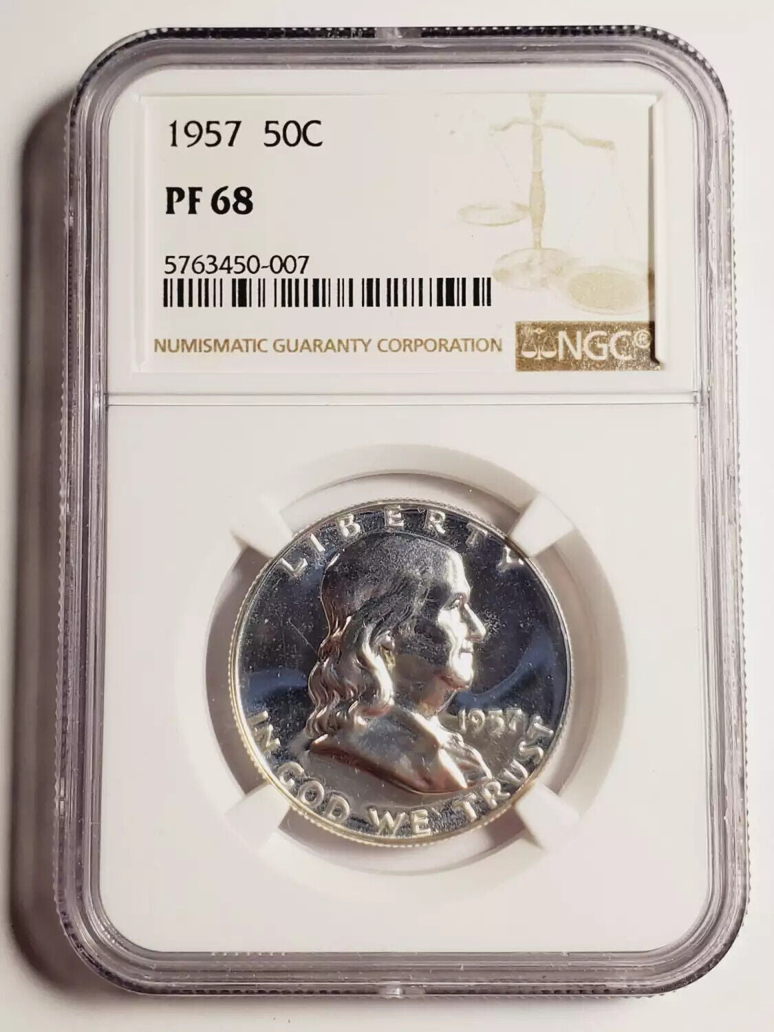 1957 P Franklin Half Dollar NGC PF-68