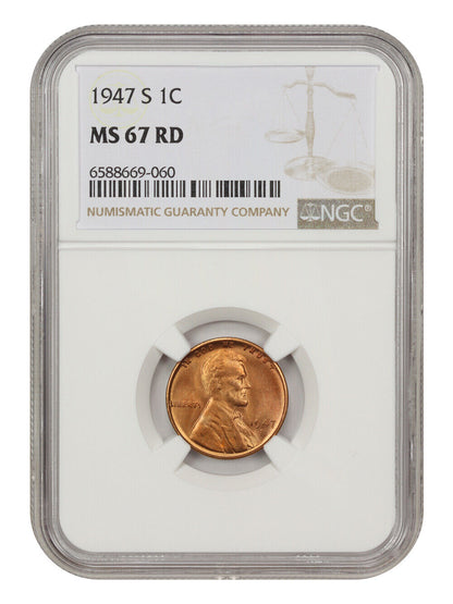 1947-S 1c NGC MS67 RD