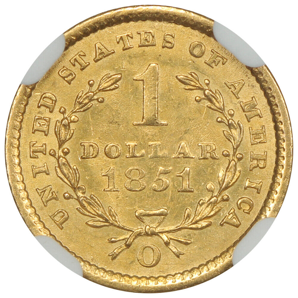 1851-O G$1 NGC MS63 - Gold Dollar - Popular New Orleans Gold Dollar