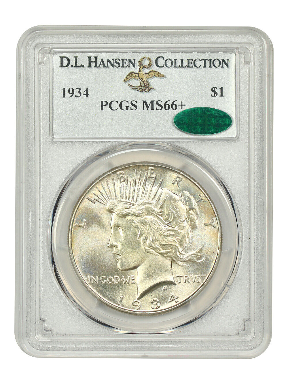 1934 $1 PCGS/CAC MS66+ ex: D.L. Hansen