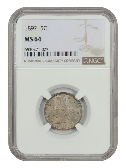 1892 5C NGC MS64 - Liberty Nickel