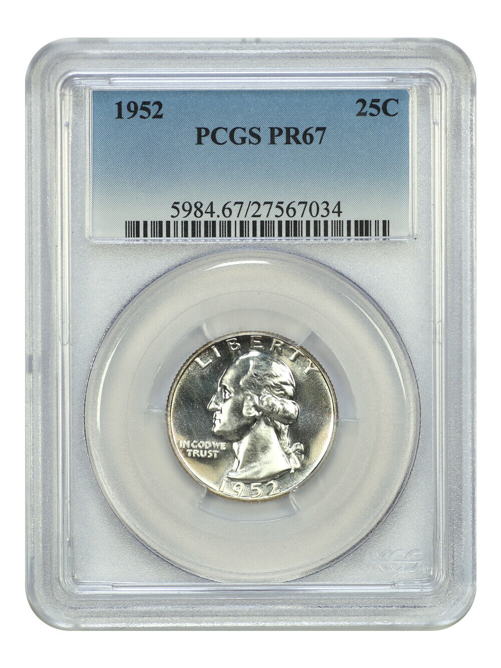 1952 25C PCGS PR67 - Washington Quarter