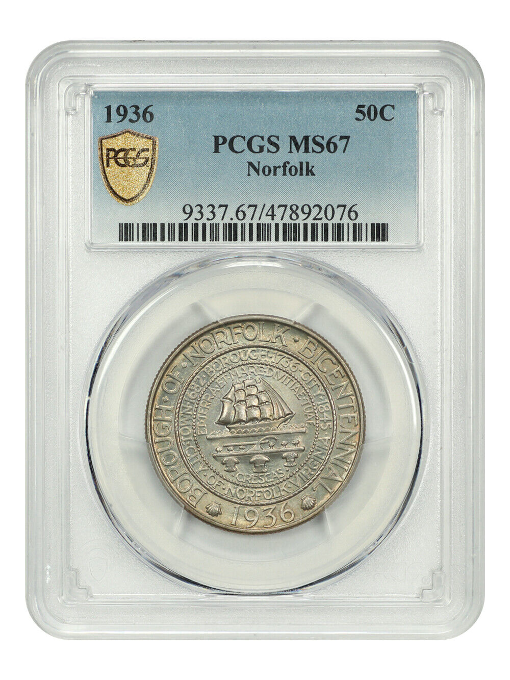 1936 50C Norfolk PCGS MS67