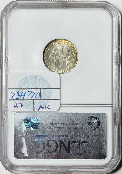 1958 D Dimes Roosevelt NGC MS-66 FT Rainbow Toning