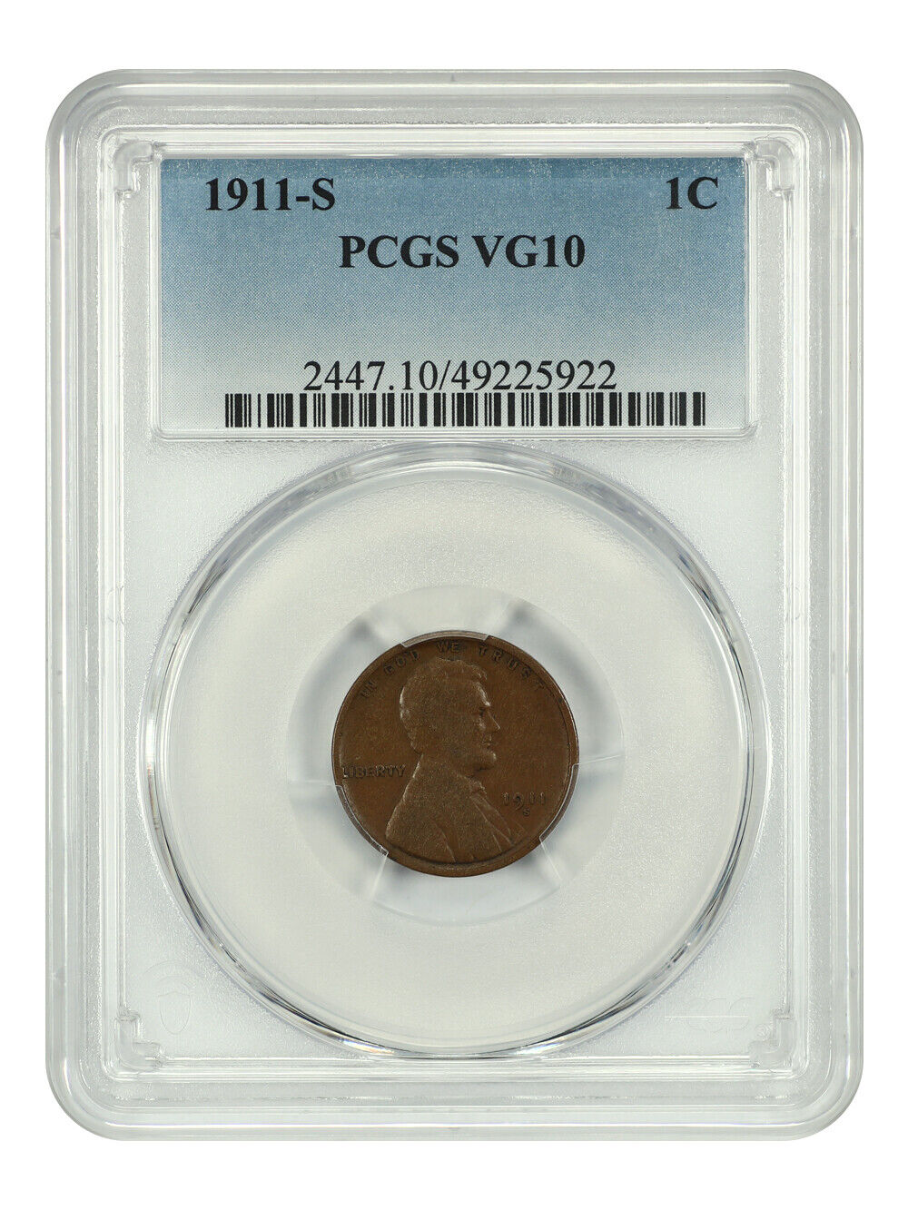 1911-S 1C PCGS VG10