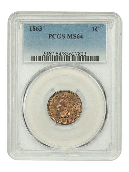 1863 1C PCGS MS64 - Indian Cent - Popular Copper-Nickel Cent