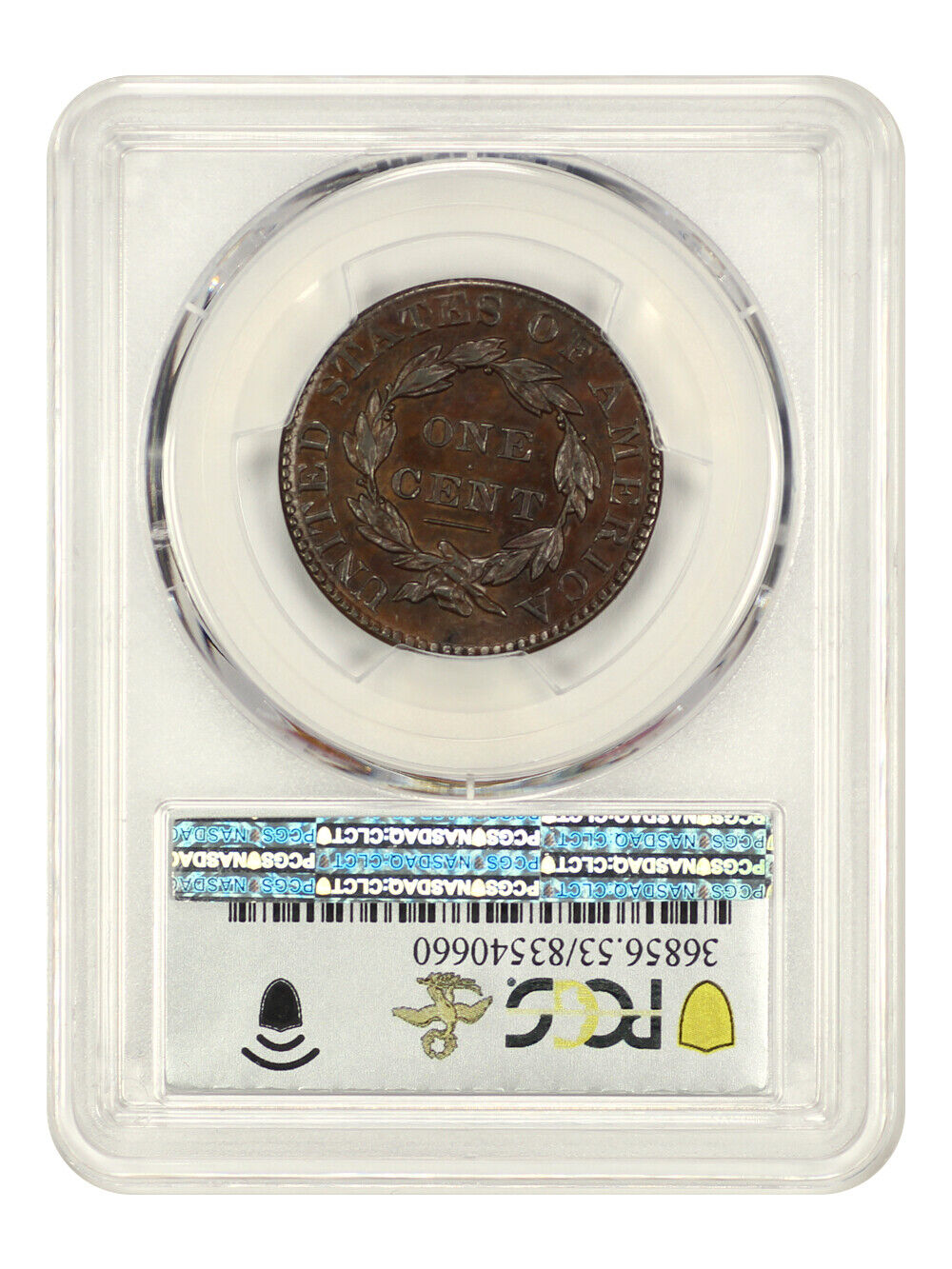 1827 1c PCGS/CAC AU53 (N-7) ex: D.L. Hansen