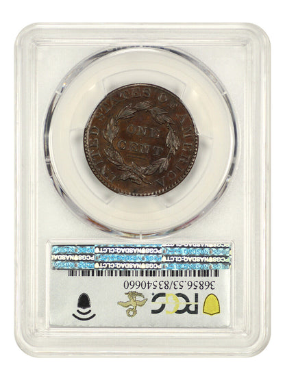 1827 1c PCGS/CAC AU53 (N-7) ex: D.L. Hansen