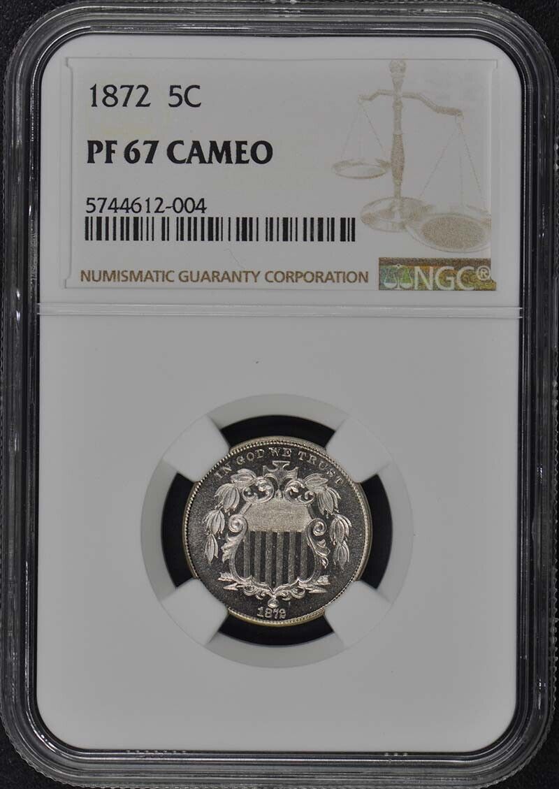 1872 Shield 5C NGC PR67CAM