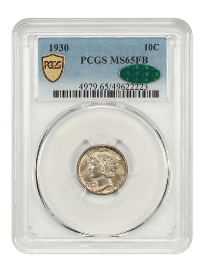 1930 10C PCGS/CAC MS65FB - Mercury Dime