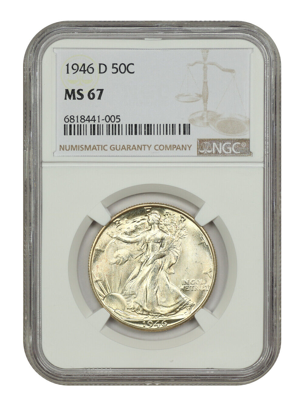 1946-D 50C NGC MS67 - Walking Liberty Half Dollar