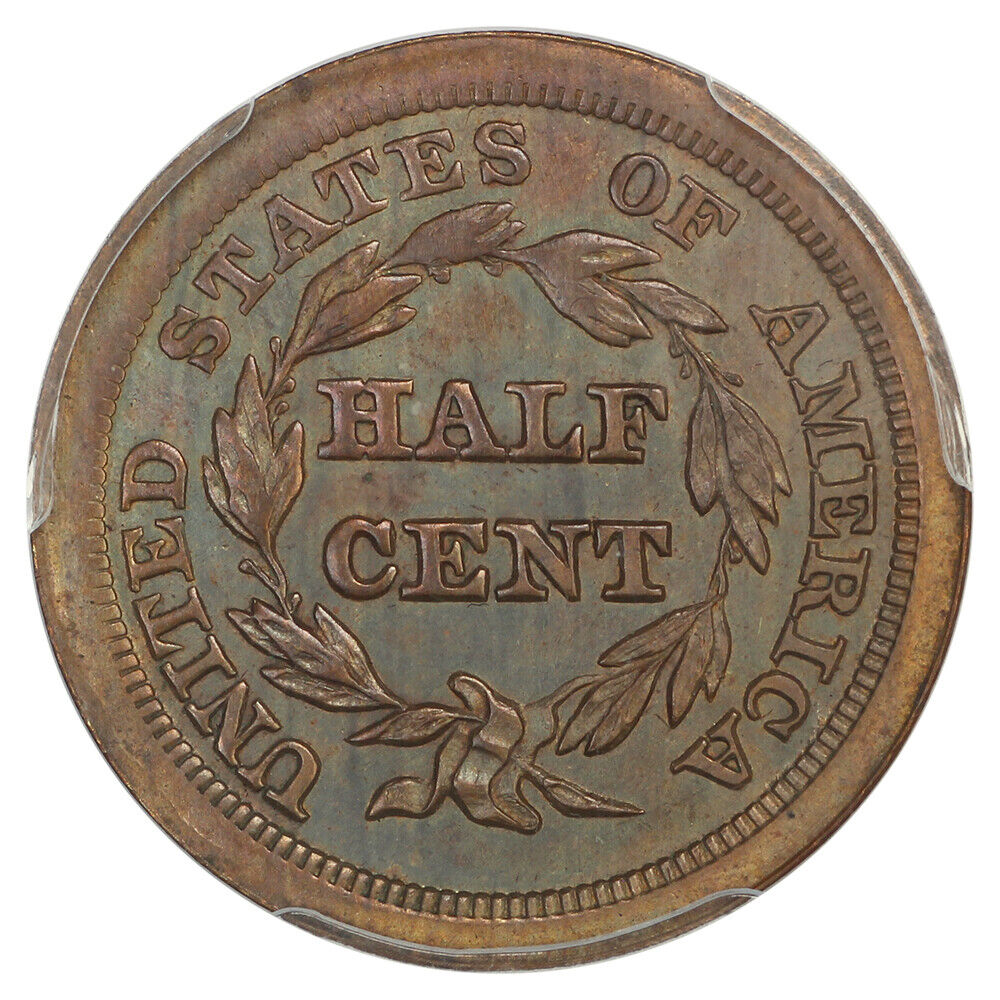 1842 1/2C PCGS PR63BN (Restrike) - Braided Hair Half Cent