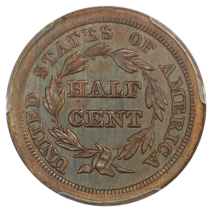 1842 1/2C PCGS PR63BN (Restrike) - Braided Hair Half Cent