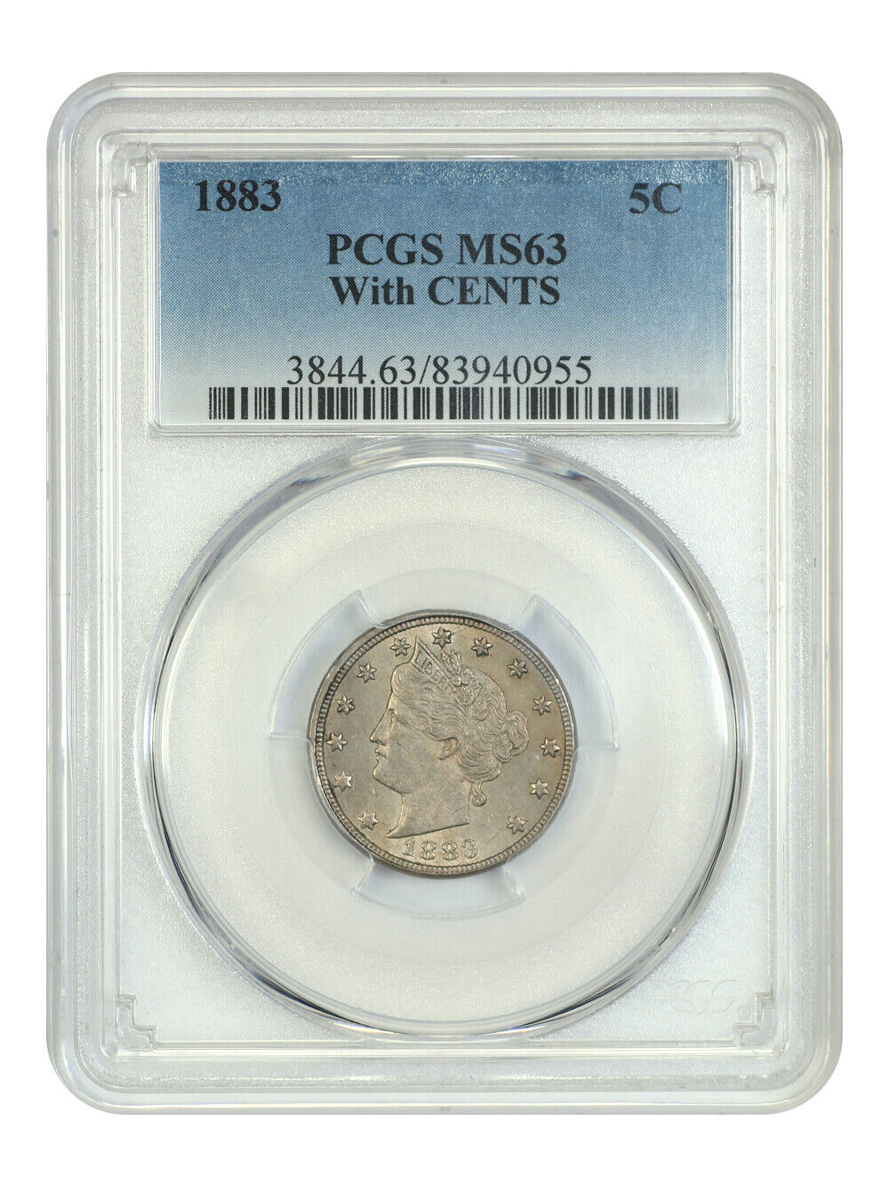 1883 5C PCGS MS63 (With CENTS) - Liberty Nickel