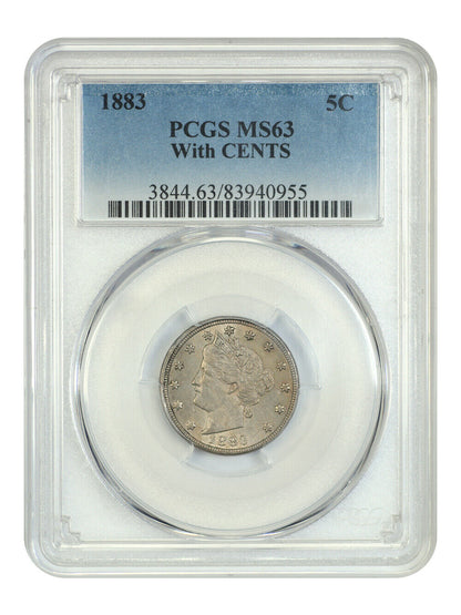 1883 5C PCGS MS63 (With CENTS) - Liberty Nickel