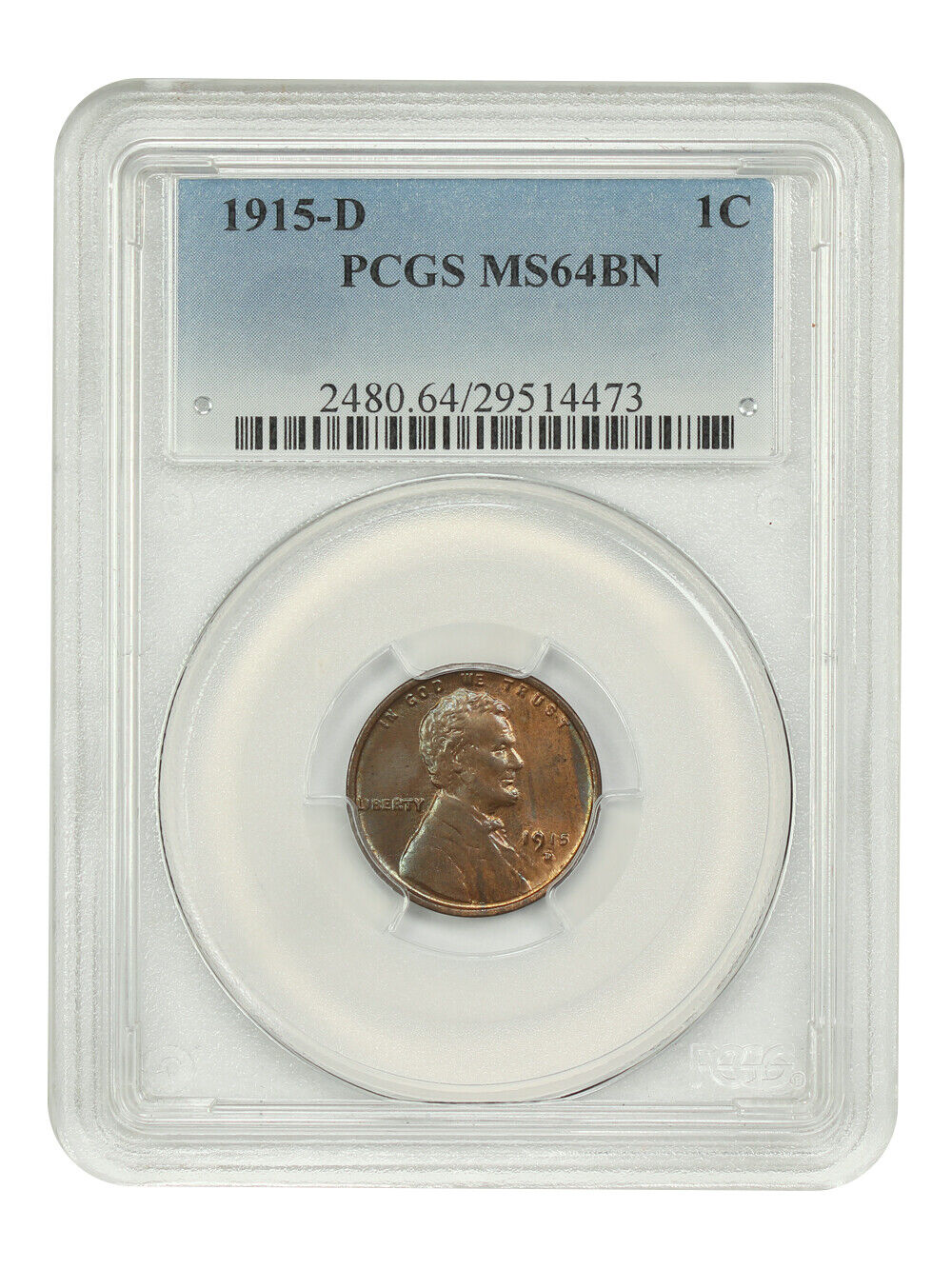 1915-D 1C PCGS MS64BN - Lincoln Cent (Wheat Reverse)